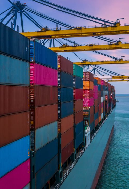 Посвященный терминал в порту Сантос, Бразилия